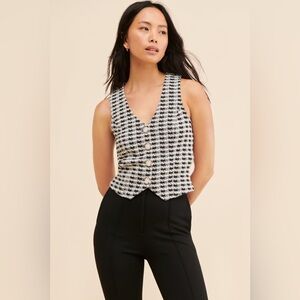 Porridge Aila Classic Tweed Houndstooth black and white with gold Vest